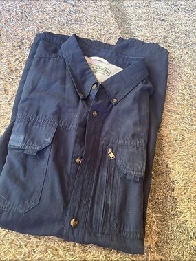 Field & Stream Navy Button-Front Shirt Jacket with Zip Chest Pocket